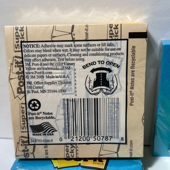 Super Sticky Post It Notes Blue Green Yellow Orange - Picture 9 of 11